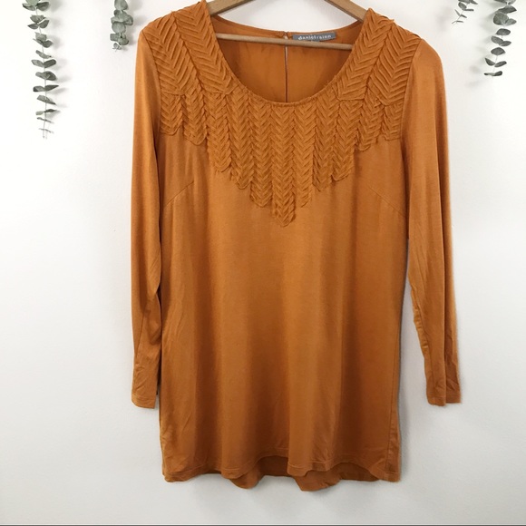 Daniel Rainn Burnt Orange Keyhole Top Boho Indie - Picture 3 of 6
